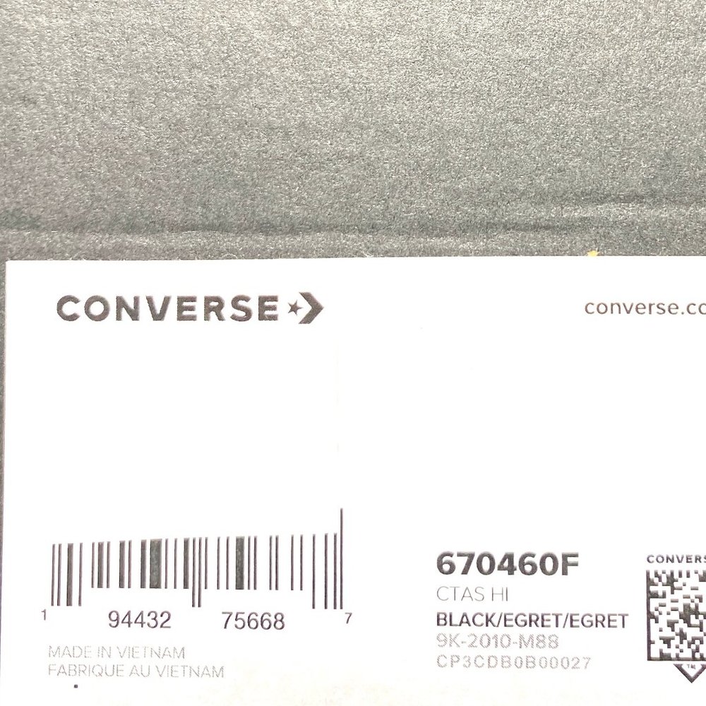 Converse Women's Size 6 670460F CT All Star High Top Black Egret Canvas Sneakers - Picture 7 of 7